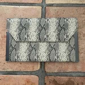 NEW ✨ MOTF Snakeskin Clutch With Metal Accents and Hardware